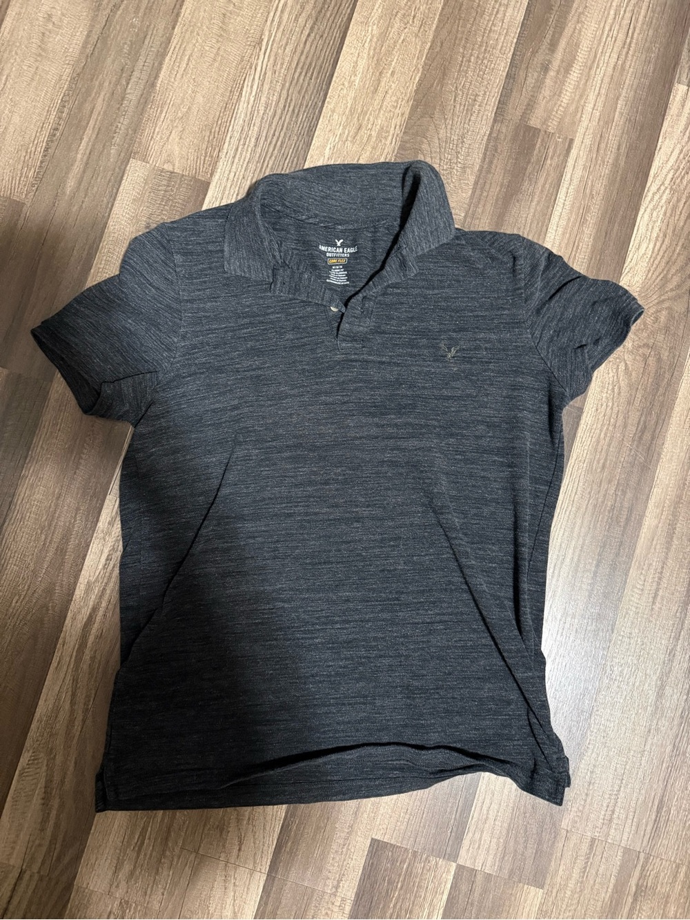 American Eagle Outfitters Men’s Charcoal Heather Polo Top